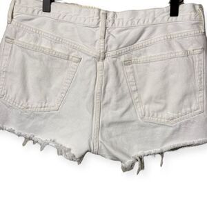 Agolde Parker Distressed White Raw Hem Denim Shorts 30